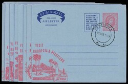 1959 19th March, set of eight Tourist Publicity 6d Air Letters all ...