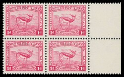 1923 Harrison 1d Springbok essay, small format in carmine. Right ...