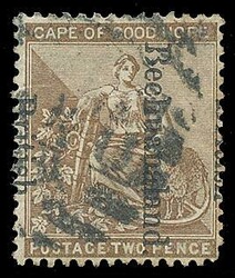 1895 Cape 2d bistre with overprint reading downwards. Showing ...