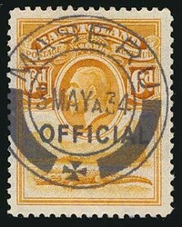 Official 1934 KGV 6d orange-yellow, applied with FORGED overprint and ...