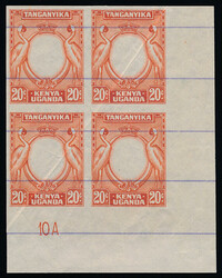 KUT 1938 KGVI 20c, plate proof of the frame only struck in issued ...