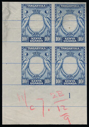 KUT 1938 KGVI 10/- definitive. Plate proof impressions of the frame ...
