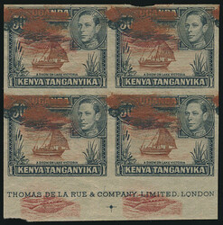 KUT 1938 KGVI 50c definitive. Plate proof impressions of the complete ...