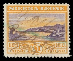 1933 KGV ‘Wilberforce’ £1 violet and orange. Very fine fiscally ...