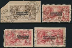 FORGED OVERPRINTS Group of four comprising Bradbury 2/6 on piece with ...