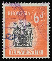 c1967 Arms 6d black and orange perf 14½. Very fine used cancelled ...
