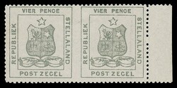 STELLALAND 1884 4d olive-grey. Horizontal pair with sheet margin at ...