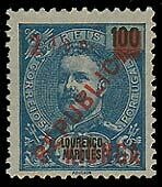 1916, Lourenço Marques 100r blue on blue overprinted ‘REPUBLICA’ ...