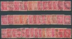 1d, perf. 14. Group of 41 from across the numerous printings, ...