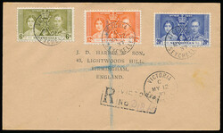 1937 KGVI Coronation, set of three values on cover cancelled ...