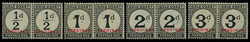 ½d to 3d, complete set of four horizontal pairs overprinted ...