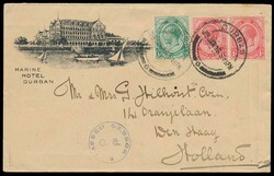 1916 29th January, advertising envelope for the Marine Hotel, Durban, ...