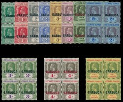 BARBUDA 1922 stamps of Leeward Islands overprinted 'BARBUDA'. ...