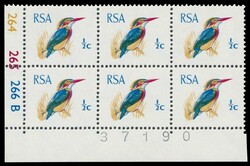 1969 ½c new colours decimal definitive, 'RSA' tete-beche wmk. Lower ...