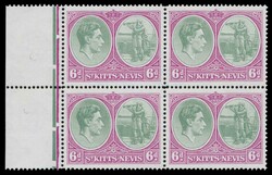 ST. KITTS-NEVIS 1948 KGVI 6d definitive, green and purple, ...