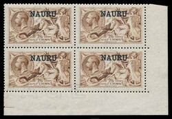 NAURU 1919 De La Rue printing seahorse 2/6 yellow-brown. Lower right ...