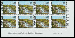 1980 25c definitive. Lower right corner block of eight showing R 2 ...