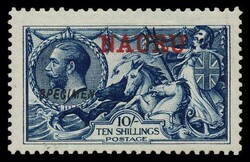 NAURU 1916 Waterlow printing seahorse 10/- indigo-blue overprinted ...