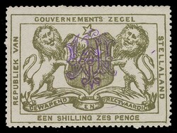 STELLALAND / Revenue 1885 1/6 olive-green handstamped with ‘JPM’ ...
