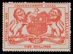 STELLALAND / Revenue 1884 issue without monogram. 10/- orange-red, ...