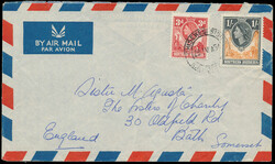 1954 29th April, printed airmail envelope bearing QEII 3d and 1/- ...