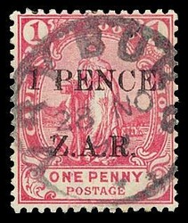 VRYBURG 1899 Cape of Good Hope 1d rose surcharged ‘1 PENCE / Z.A.R ...