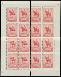 AUSTRALIA 1935 KGV 2d Silver Jubilee. Blocks of four from each corner ...
