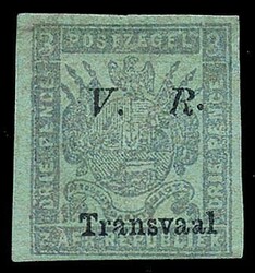 1879 3d mauve on green overprinted with italic ‘V. R.’. ...