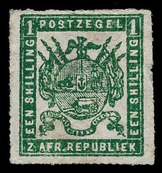 1870 Viljoen printing on medium paper, fine roulette. 1/- deep green ...
