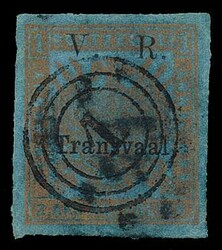 1877 1d red on blue, fine roulette with very good, even margins all ...
