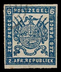 1876 Stamp commission printing on stout hard-surfaced paper. 6d ...