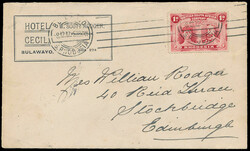 1912 8th December, printed envelope 'HOTEL CECIL / BULAWAYO', bearing ...