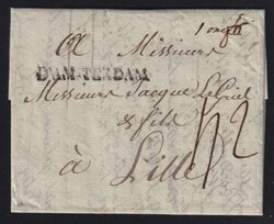 Stampless folded letter, with contents datelined Amsterdam, October 3 ...