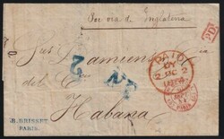 Stampless folded letter, with contents, handstamped PD in ed, ...