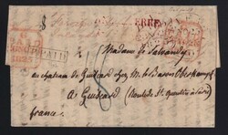 Stampless folded letter, with contents, postmarked with Belfast c.d.s ...