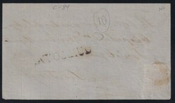 Cover front, franked with 10c deep blue Colon, mostly four margins ...