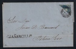 Folded letter, with contents, franked with 10c pale blue Colon, ...