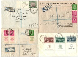 1948-1950, Israel, a lot of 6 different Registered and Airmail covers ...