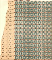 1901 JNF KKL First Zion Stamp Sheet, France. sheet of 150 stamps, ...