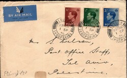 Great Britain, 1 September 1936 airmail cover to Tel Aviv, Palestine, ...
