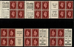 1937, Great Britain GVI 1Â½d Booklet Pane of 4 + 2 Labels lot of 6 ...