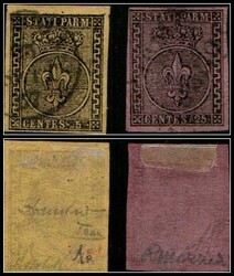 Duchy of Parma â€“ 1852 Bourbon Lily Series. Two classic early ...