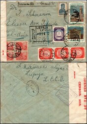 Latvia 1944 Registered Cover to Palestine â€“ Mixed Franking & ...