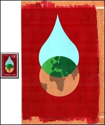 Unissued 1.10 Swiss value, artistâ€™s drawing for proposed OF ...