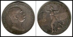 Austria 1908 5 Corona 35mm (24.00 grams) 0.900 Silver (0.6945 oz. ...