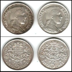 Latvia, 5 Lati ÂLot of two coins 1929, 1931 - AU(50-53) - Silver - ...