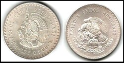 Mexico 1948 5 Peso â€“ KM # 465 AU - .900 Silver