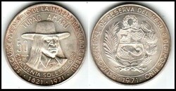 Peru - 150th Anniversary of Independence - Tupac Amaru 1971 Silver 50 ...