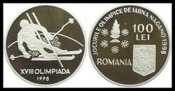 Romania 1998, 100 Lei Sterling Silver CoinÂWinter Olympics - NAGANO ...