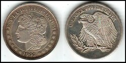 Token USA. E Pluribus Unum 1992. One OUCE .999 FINE SILVER. 40mm.Â